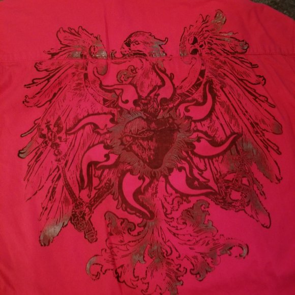 Medium 3/4 sleeve graphic button down shirt - Picture 3 of 4